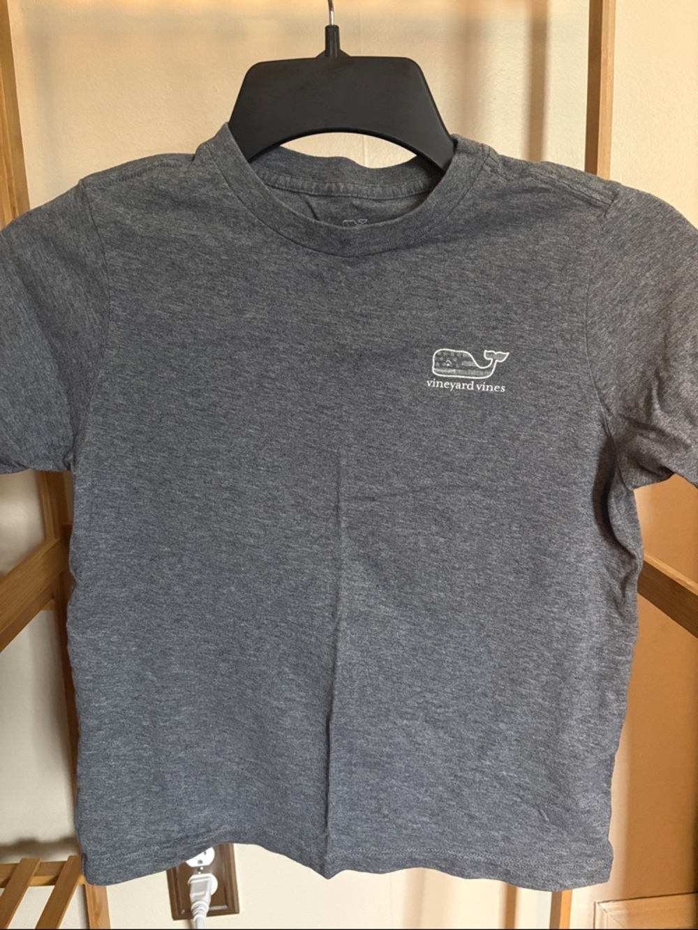 Vineyard Vines Small White American Flag Whale Logo Tee - Gray